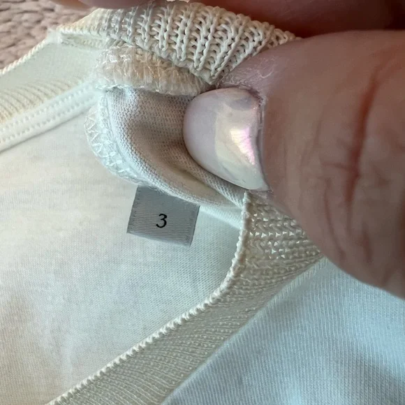 Sandro Lace Sleeve Crewneck Top in Cream T3/L - Picture 9 of 9